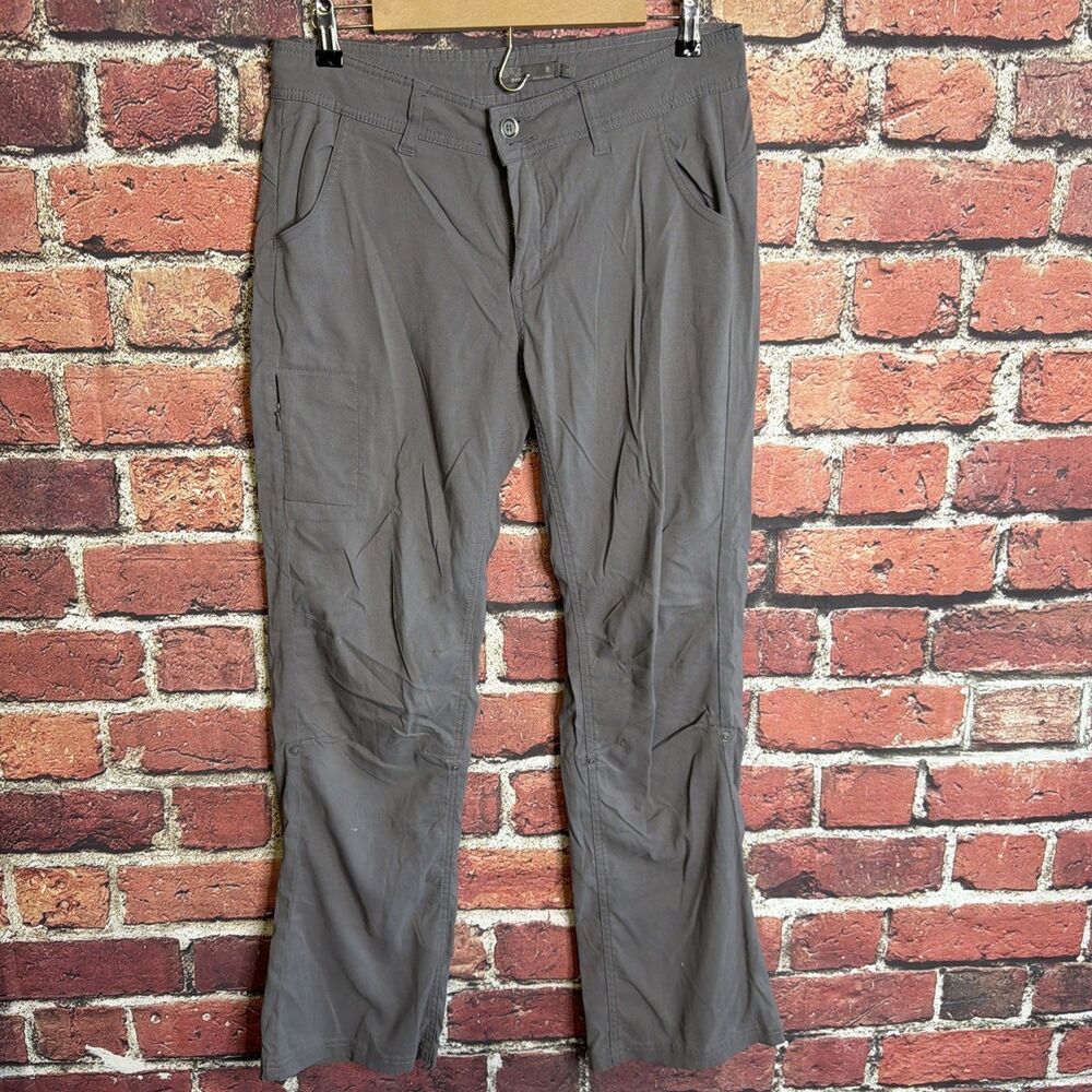 Prana Halle Pants Women's 8 Reg Gray Roll Up Cargo Convertible Hike Camp